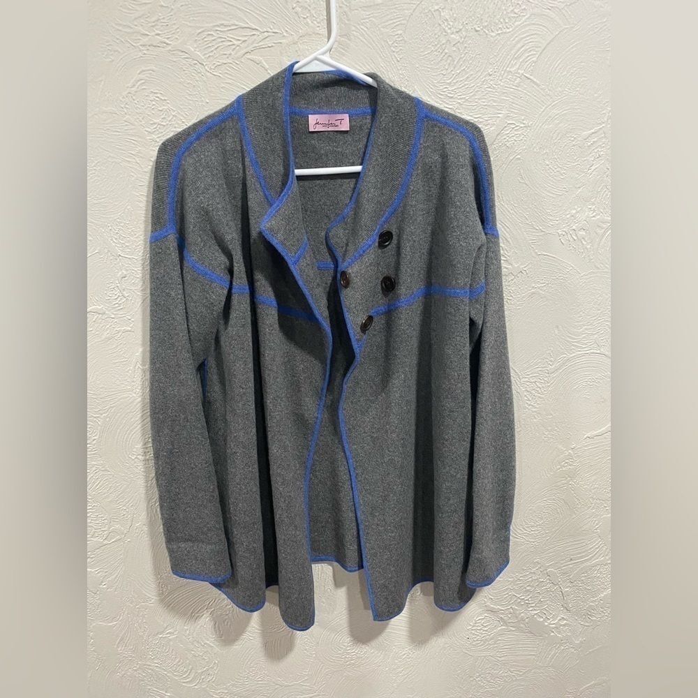Jennifer t knit couture 100% cashmere sweater cardigan size medium